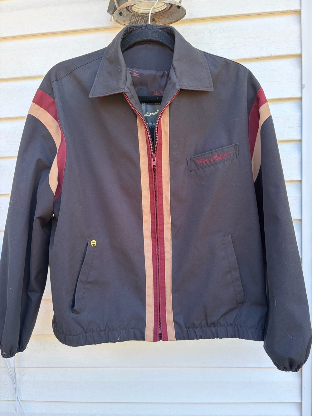 Vintage Etienne Aigner Size 8 Colorblock Bomber Jacket 80s Equestrian